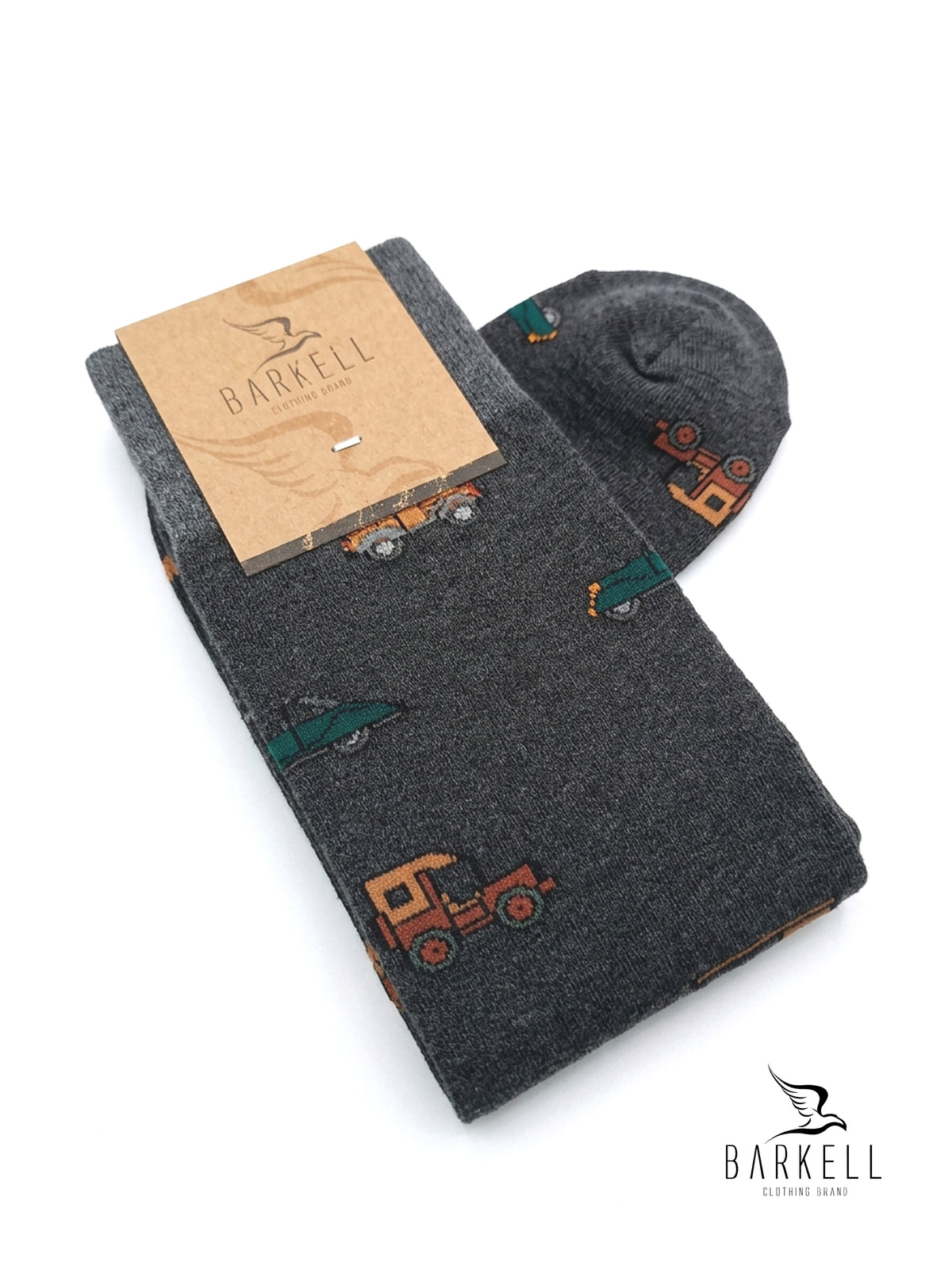 Long socks in warm high quality cotton with gray background and guitar pattern