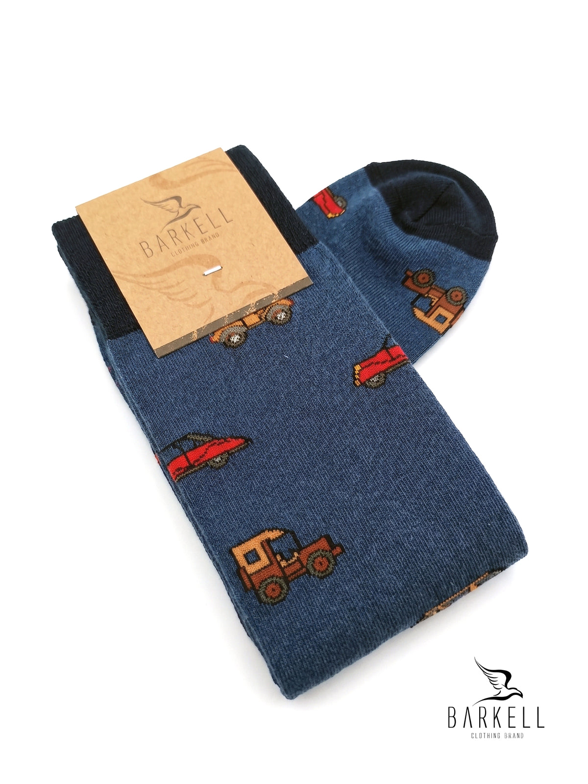 Long socks in warm high quality cotton with gray background and guitar pattern