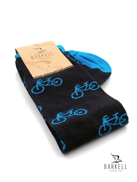 Calza Lunga In Caldo Cotone di Alta Qualità Fondo Blu Fantasia Bici