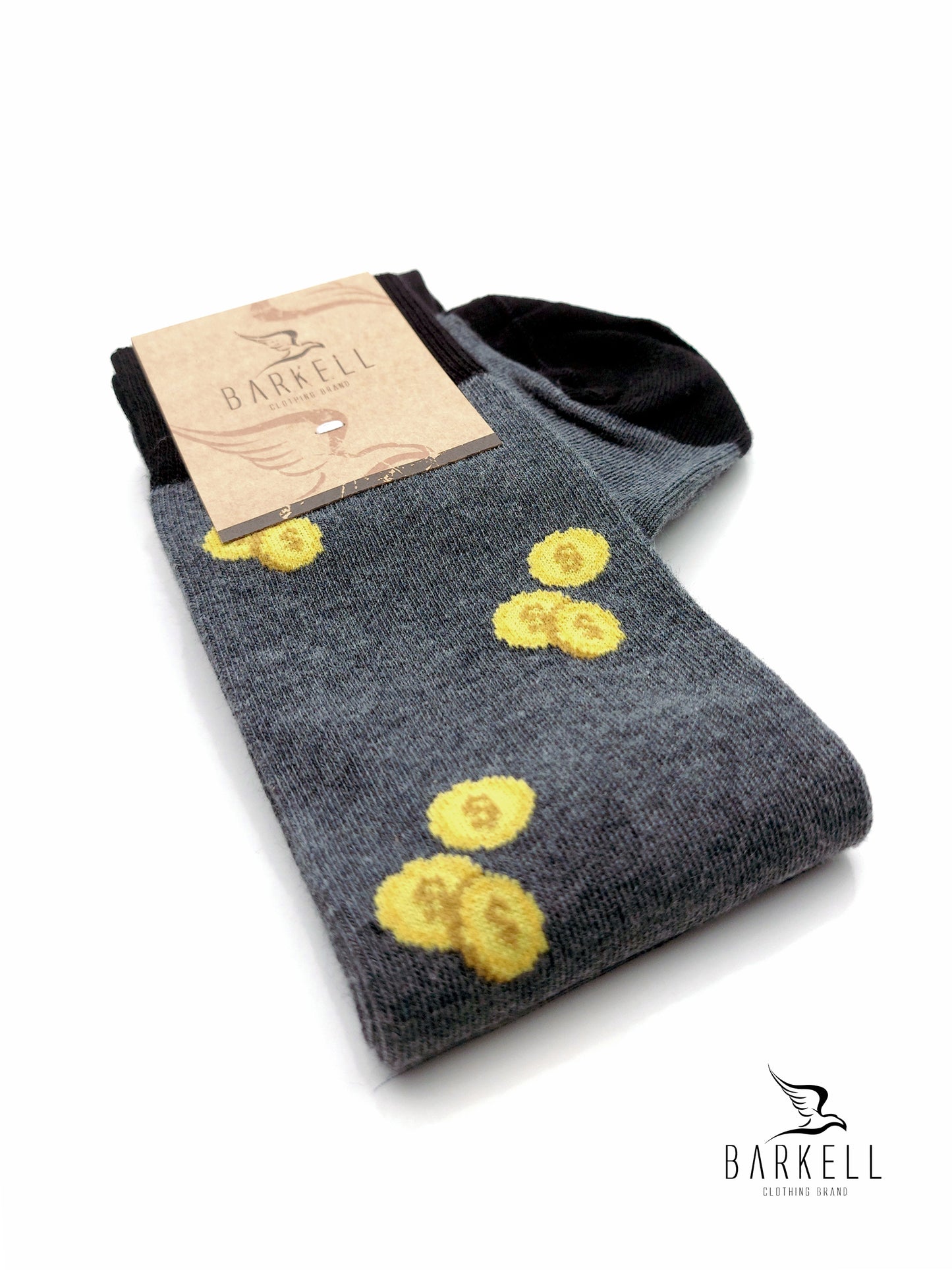 Calza Lunga In Caldo Cotone di Alta Qualità Fondo Grigio Fantasia Money e Porcellino