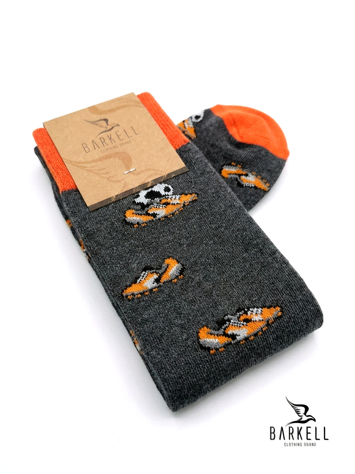 Long socks in warm high quality cotton with gray background and guitar pattern