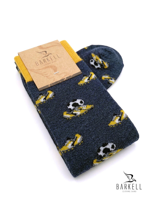 Chaussette longue en coton chaud de haute qualité, chaussures de football à motifs en Denim bleu
