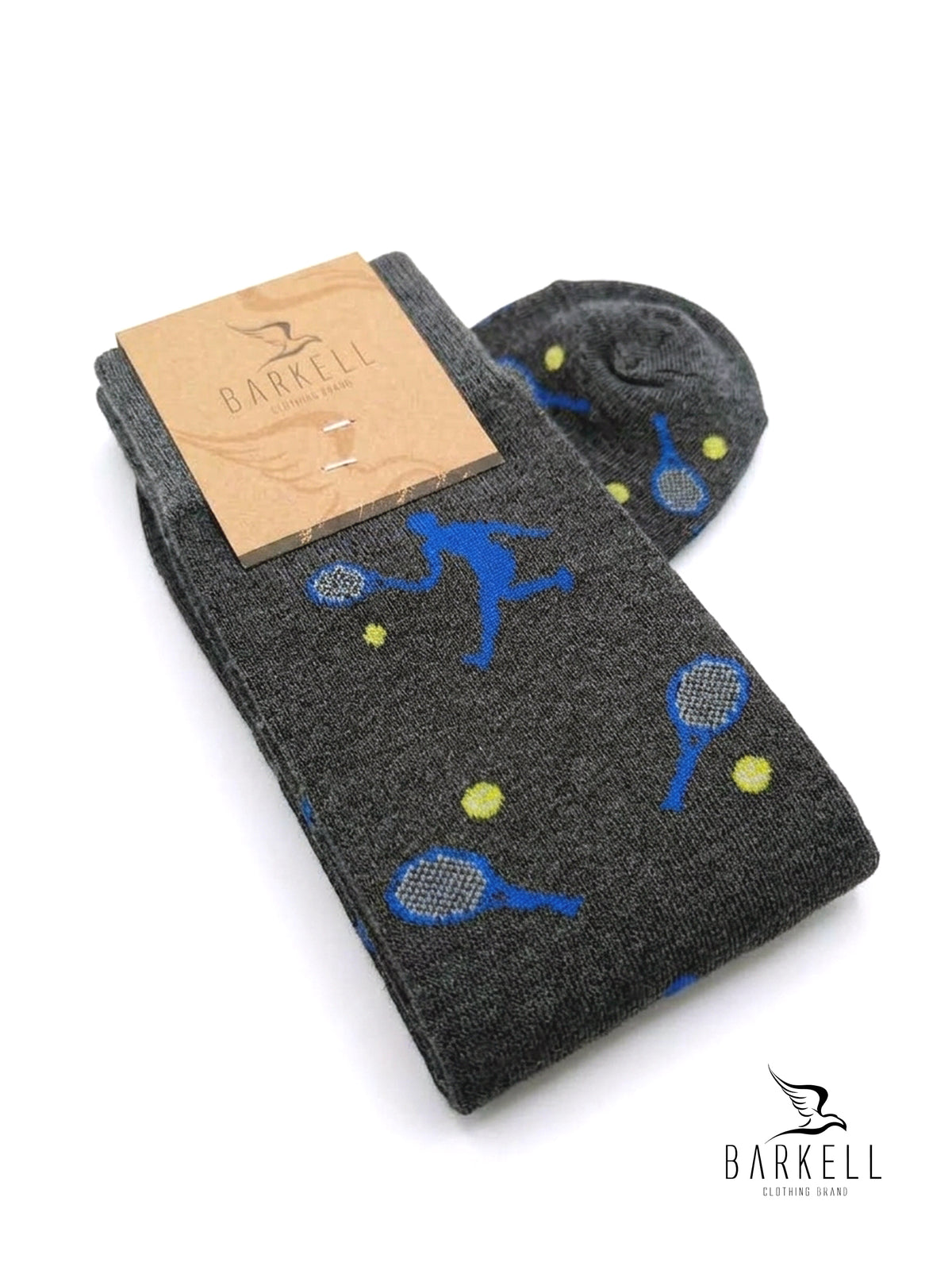 Long socks in warm high quality cotton with gray background and guitar pattern