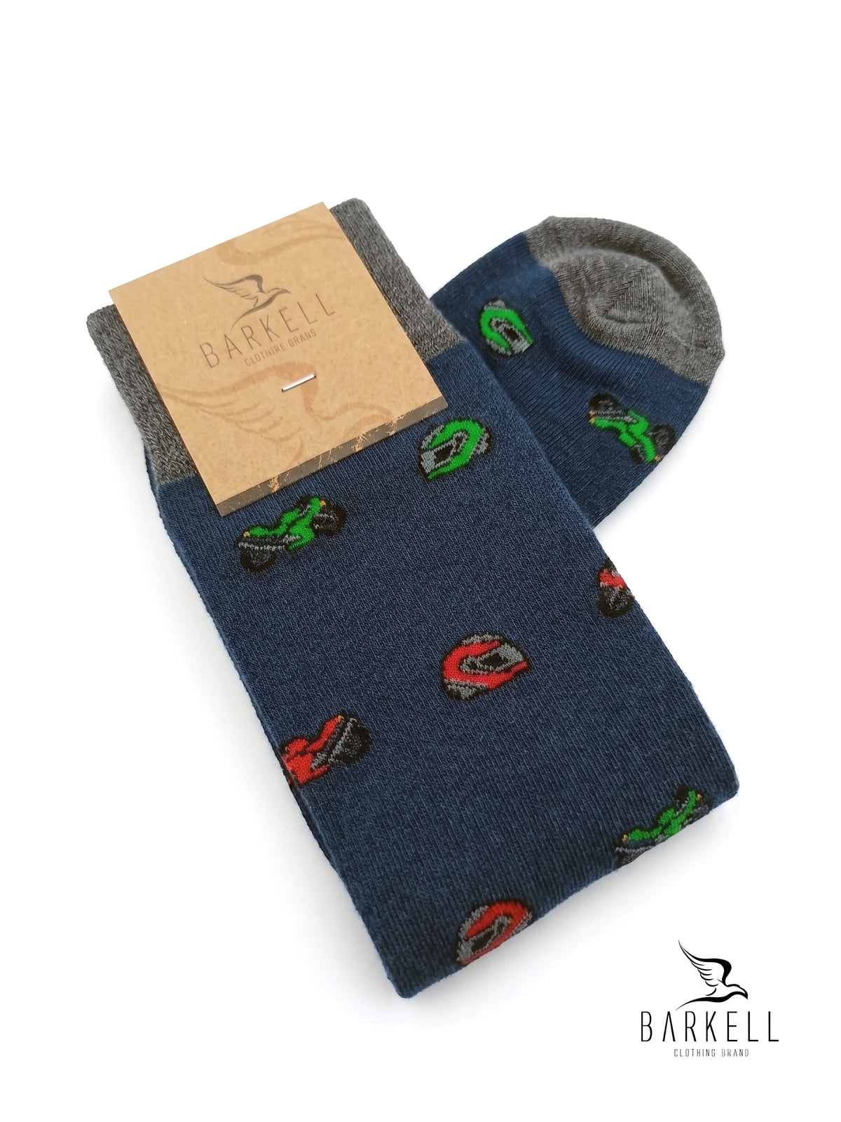 Long socks in warm high quality cotton with gray background and guitar pattern