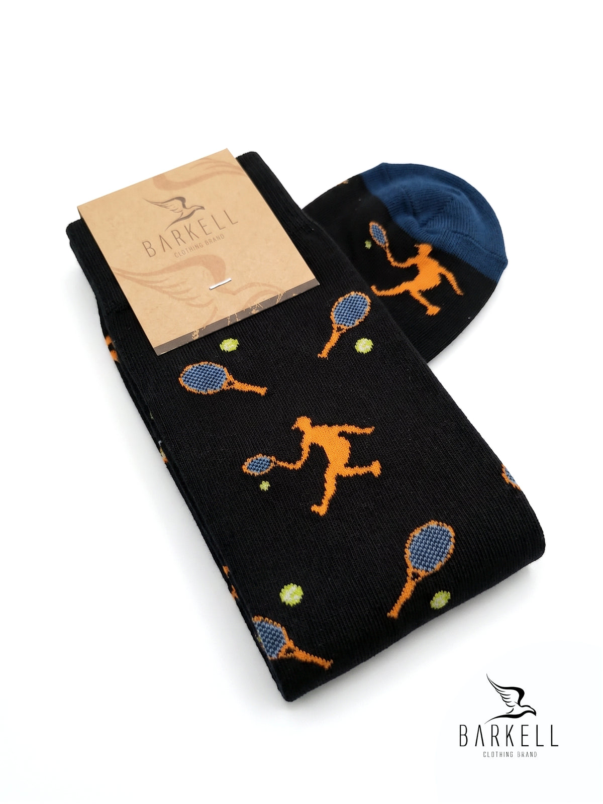 Long socks in warm high quality cotton with gray background and guitar pattern