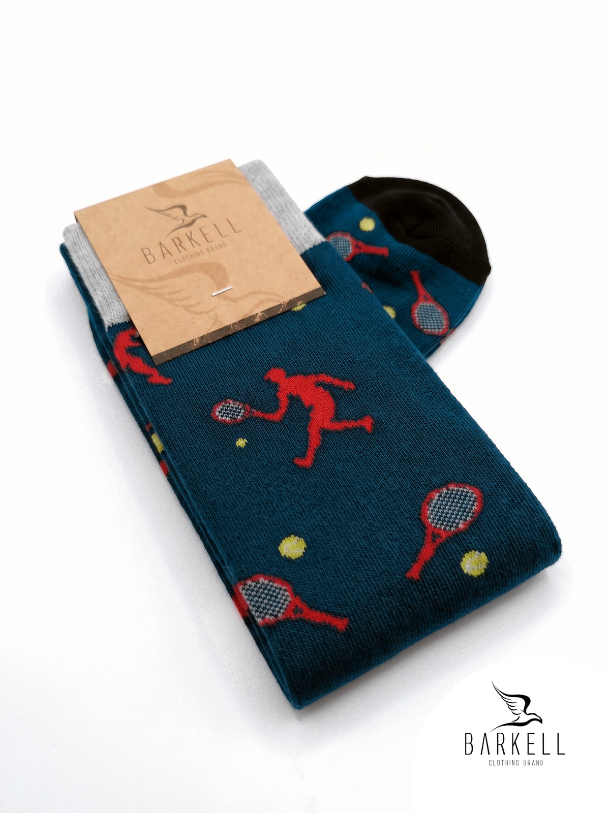 Long socks in warm high quality cotton with gray background and guitar pattern