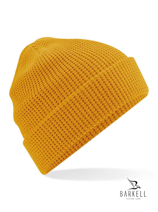 Cappello Punto Pannocchia in Puro Caldo Cotone Organico Colore Giallo