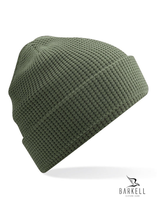 Cappello Punto Pannocchia in Puro Caldo Cotone Organico Colore Verde Oliva