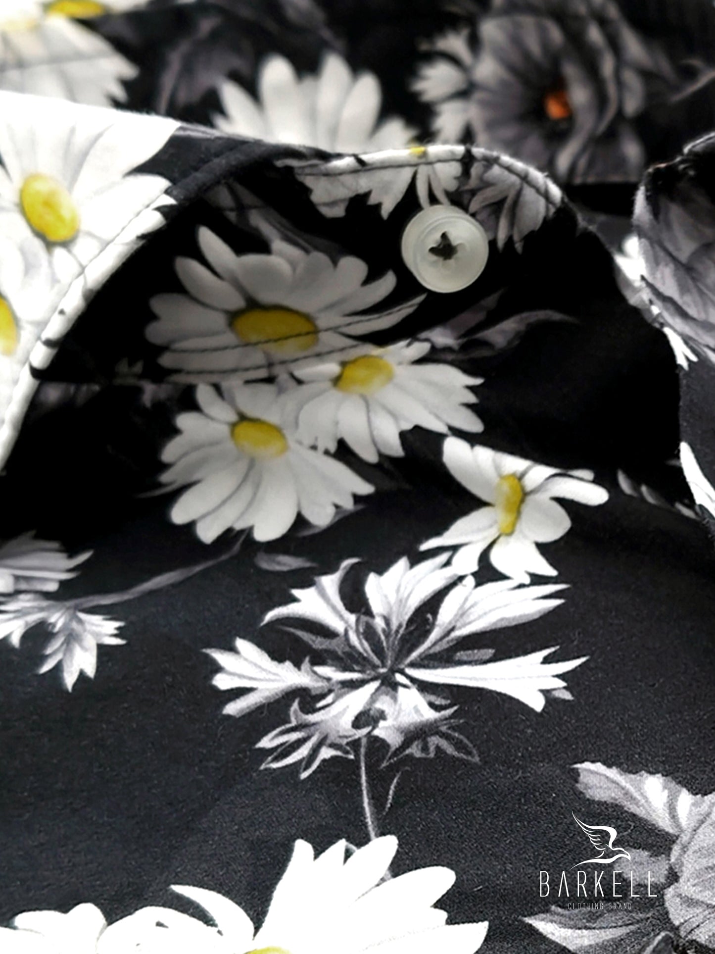 Camisa de algodón con estampado floral y cuello italiano italiano