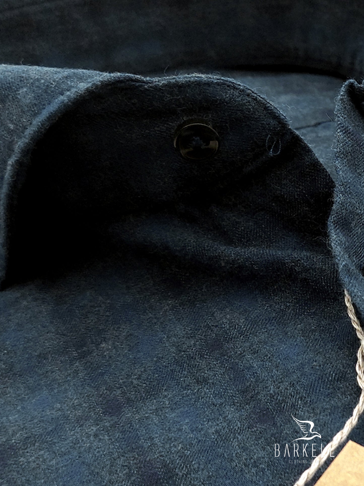 Camicia in Cotone Flanellato Quadro Ottanio Fondo Blu Collo Francese Cutaway