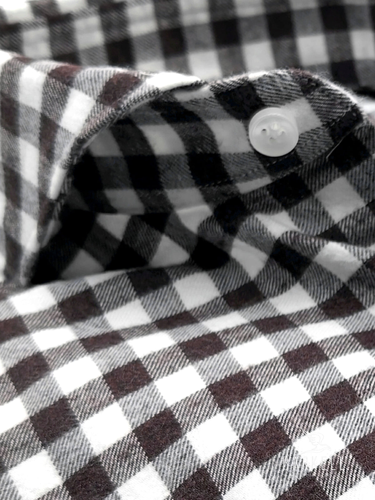 Blue and Sand Checked Flannel Cotton Shirt with Beige Bottom Cutaway Spread Collar