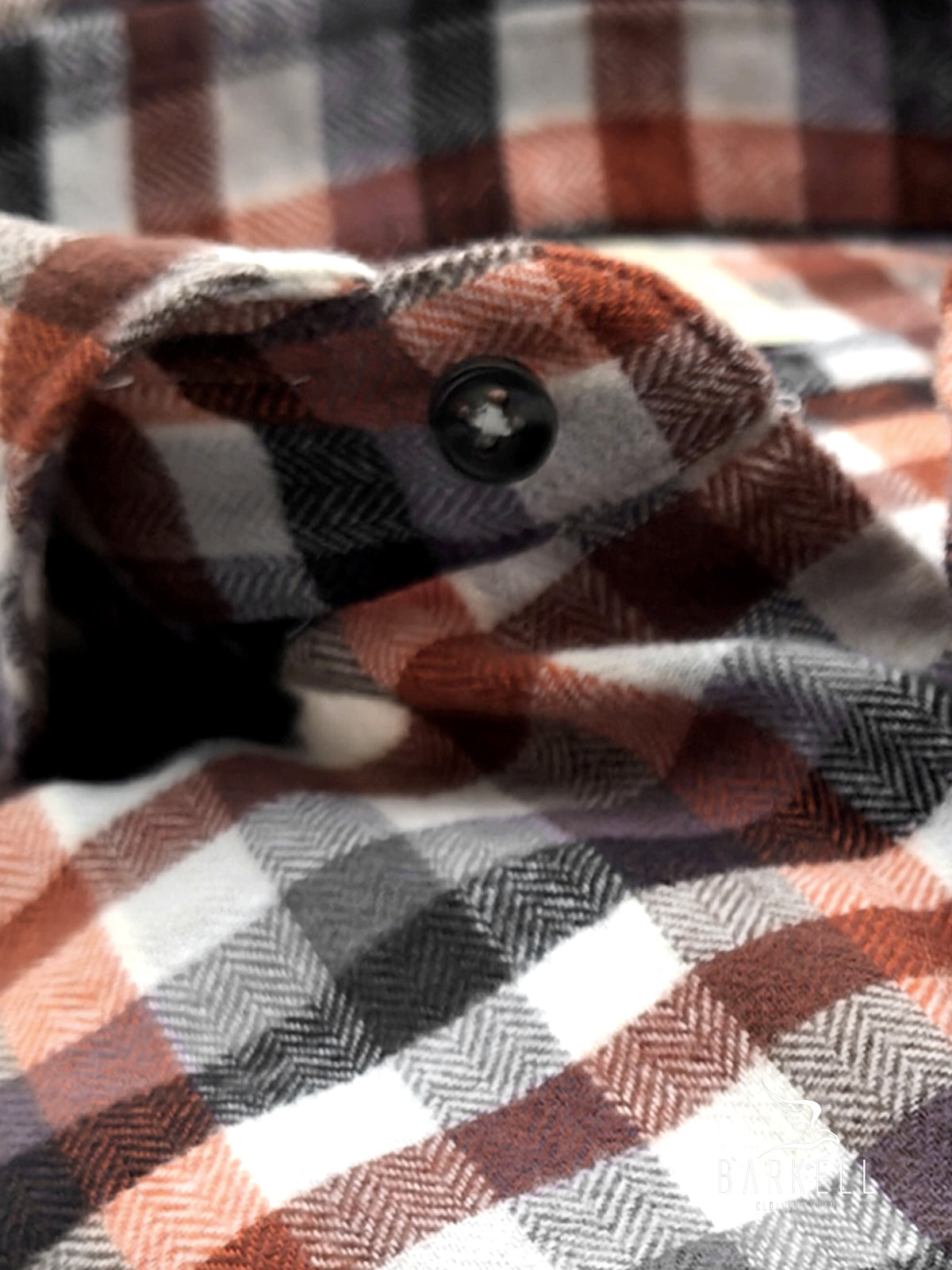 Blue and Sand Checked Flannel Cotton Shirt with Beige Bottom Cutaway Spread Collar