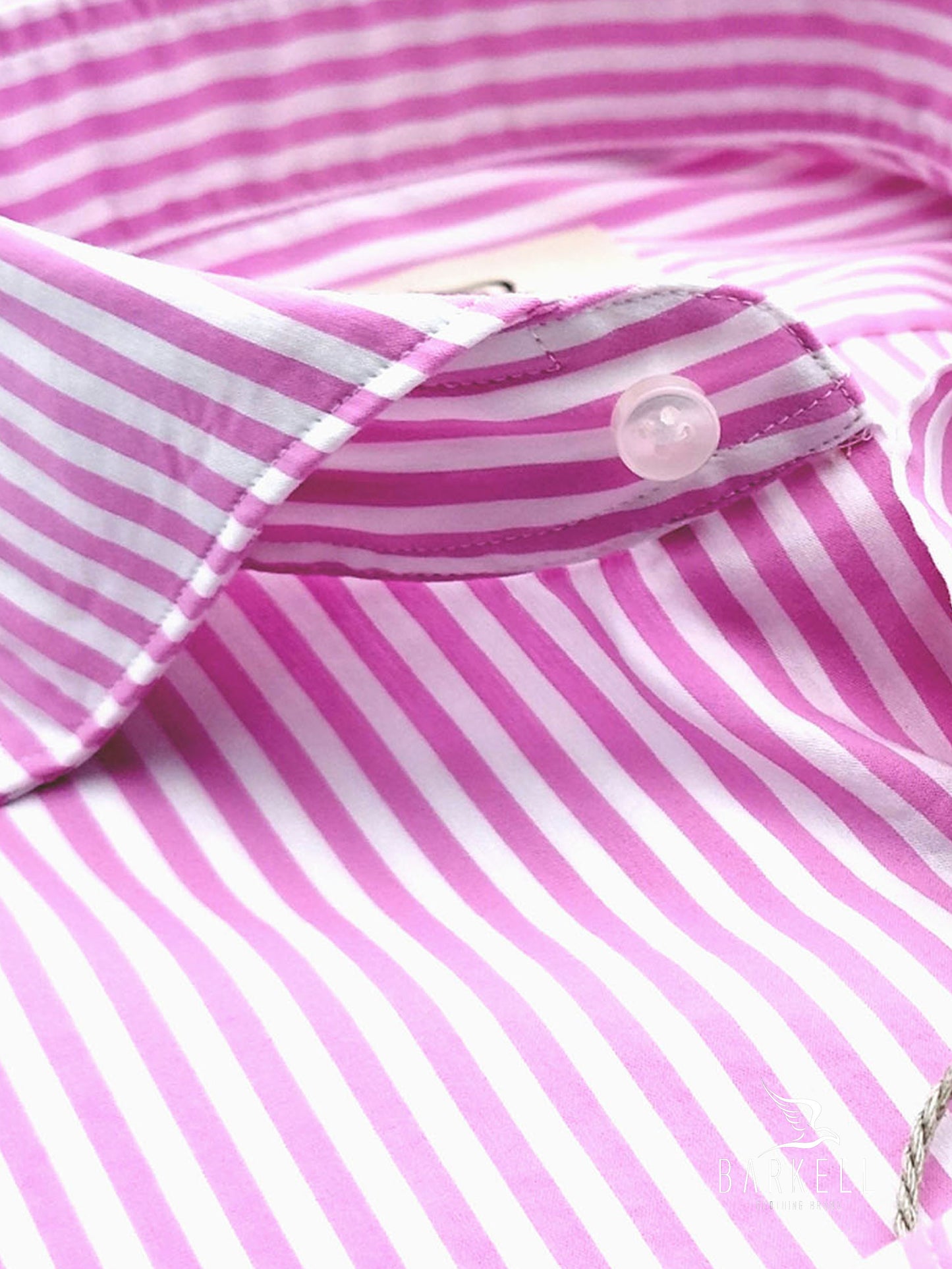 Camicia in Cotone Rigata Rosa e Bianco Collo Francese Cutaway