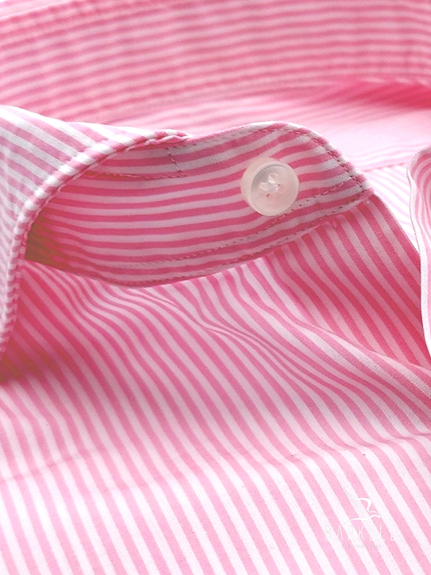 Camicia in Cotone Rigata Rosa e Bianco Collo Francese Cutaway