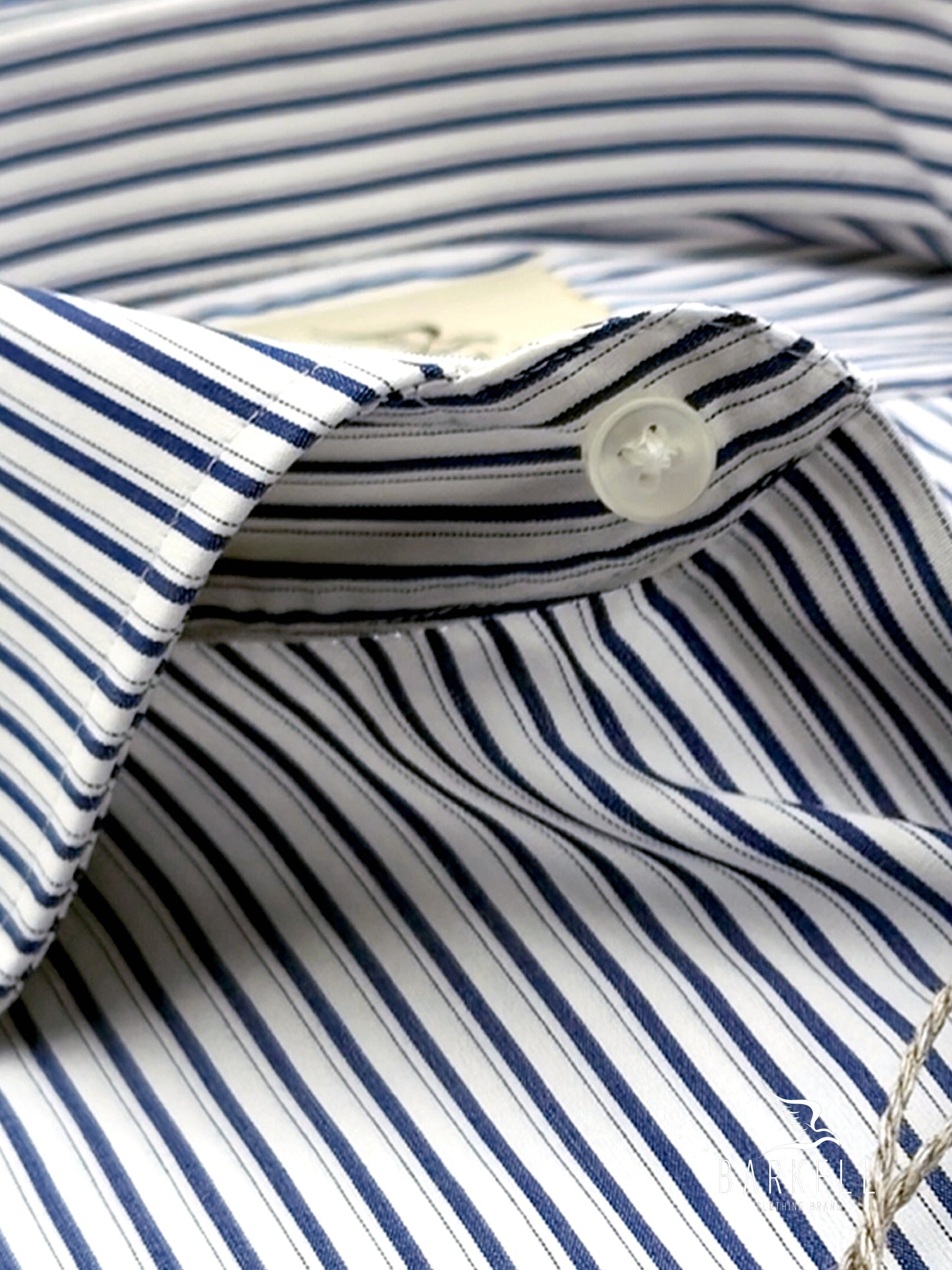 Light Blue and White Striped Cotton Shirt with French Collar