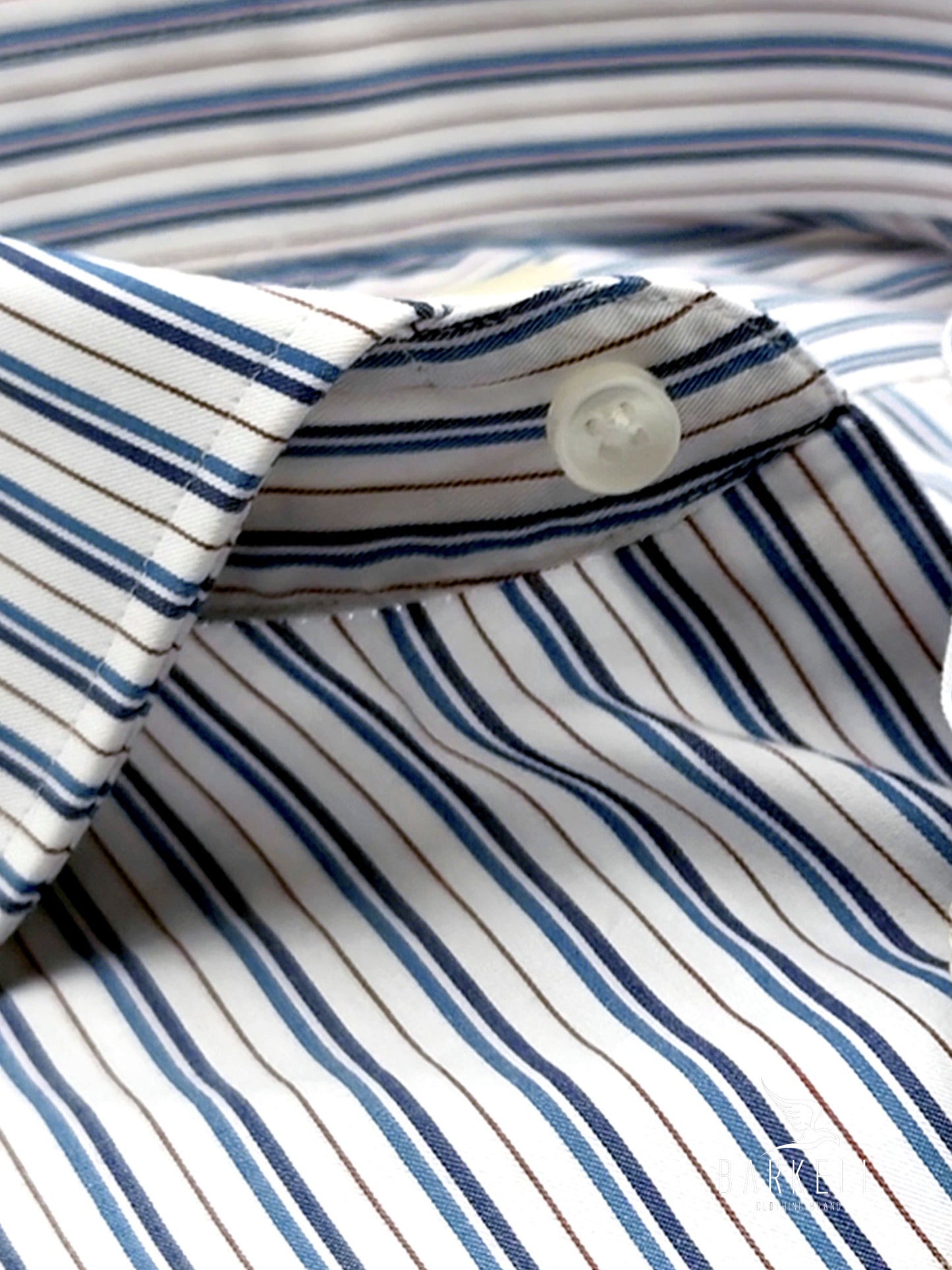 Light Blue and White Striped Cotton Shirt with French Collar