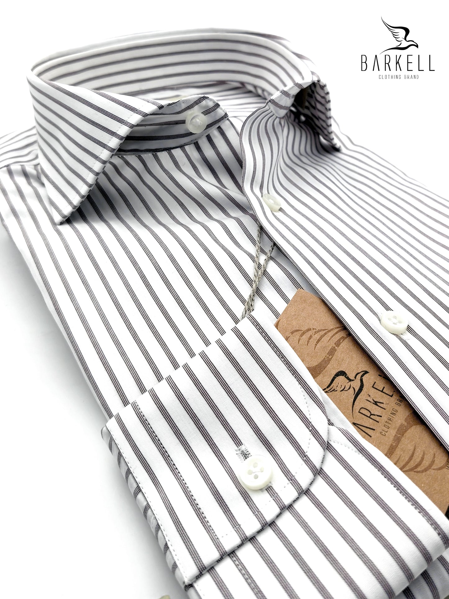 Light Blue and White Striped Cotton Shirt with French Collar