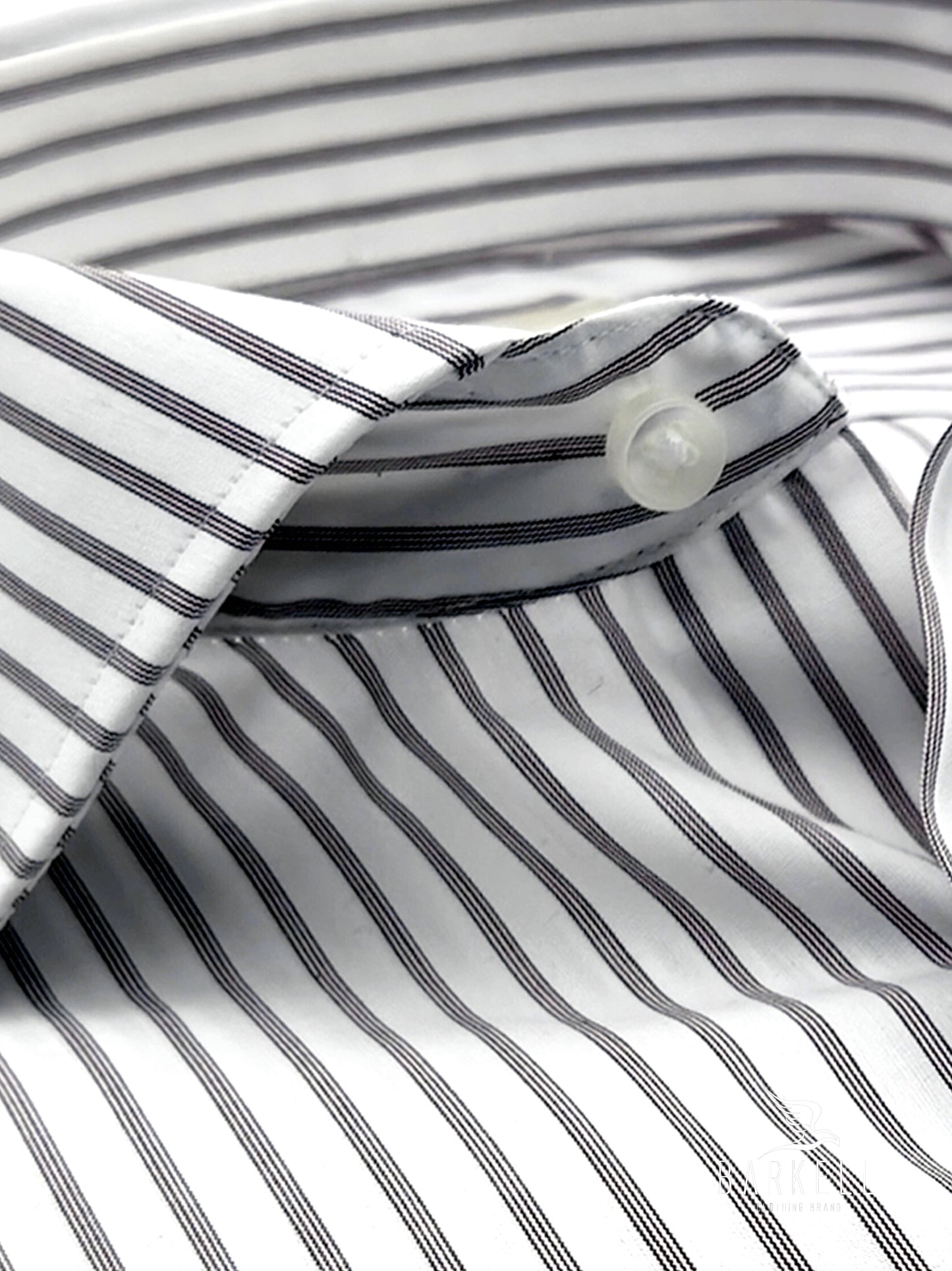 Light Blue and White Striped Cotton Shirt with French Collar