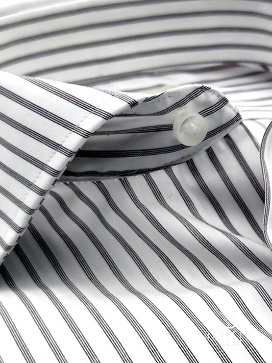 Light Blue and White Striped Cotton Shirt with French Collar