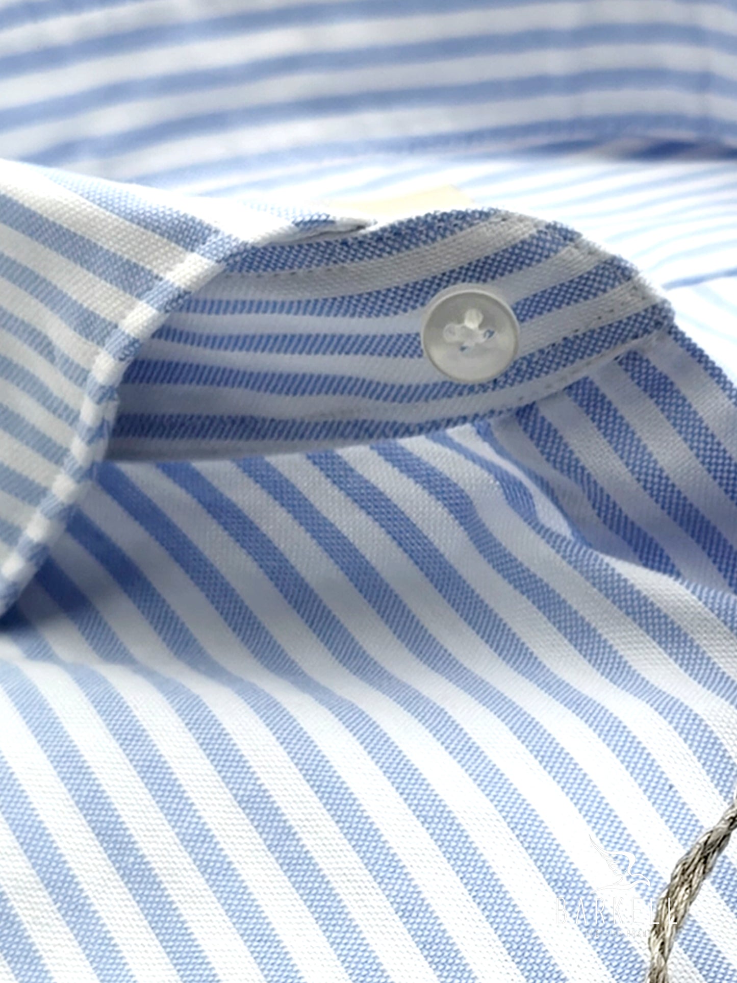 Cutaway French Collar Blue and White Striped Cotton Shirt