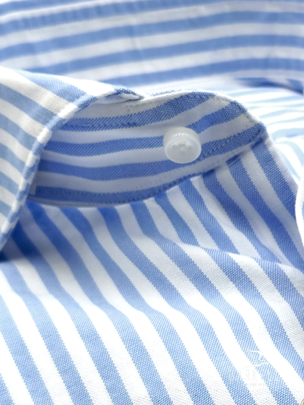 Camicia in Cotone Oxford Rigata Celeste e Bianco Collo Francese Cutaway