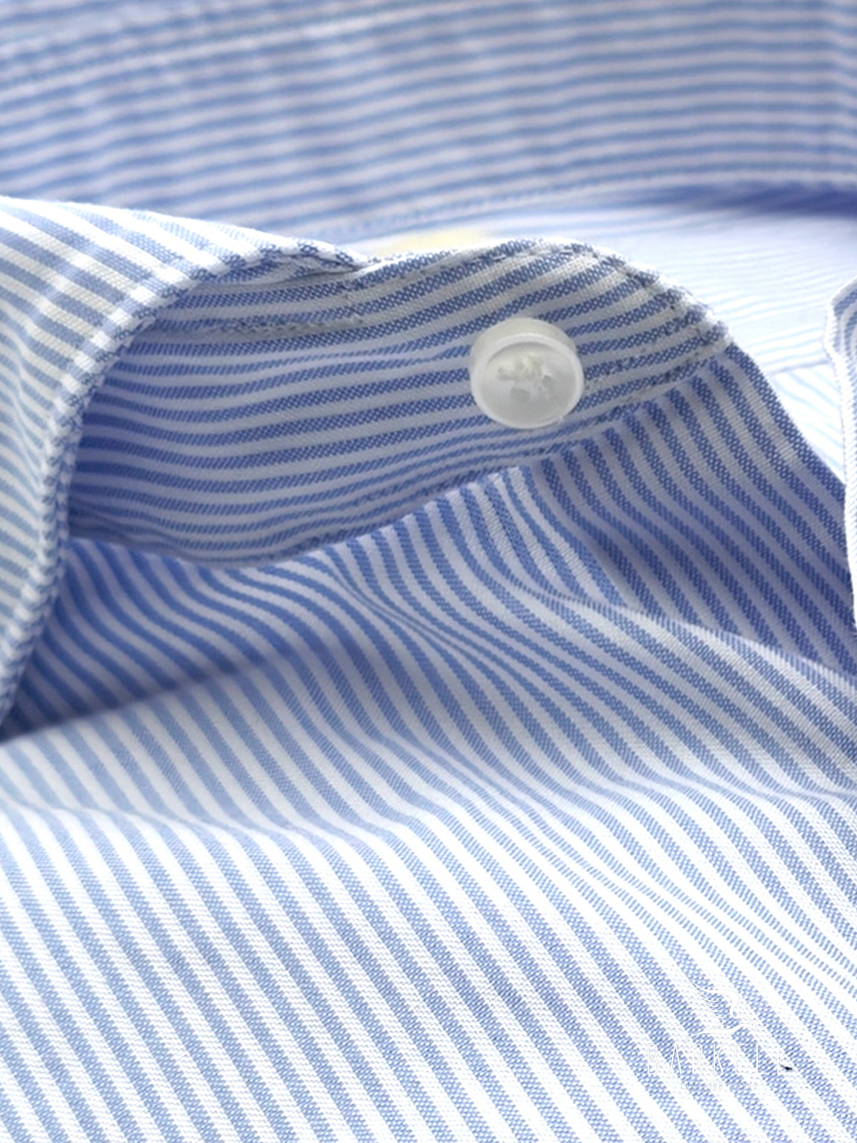 Camicia in Cotone Oxford Rigata Celeste e Bianco Collo Francese Cutaway