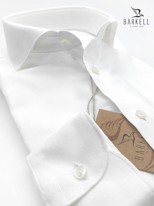 Camicia in Cotone Oxford Bianco Collo Francese Spread