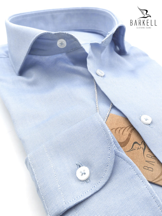Camicia in Cotone Oxford Celeste Collo Francese Spread