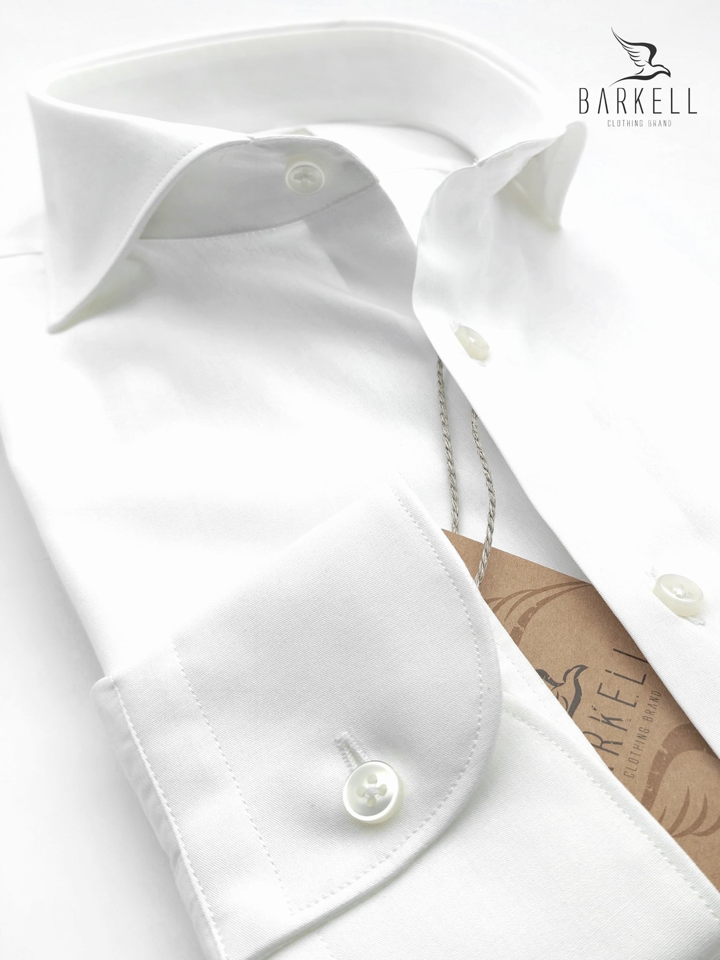 Camicia in Cotone Popeline Bianca Collo Francese Spread