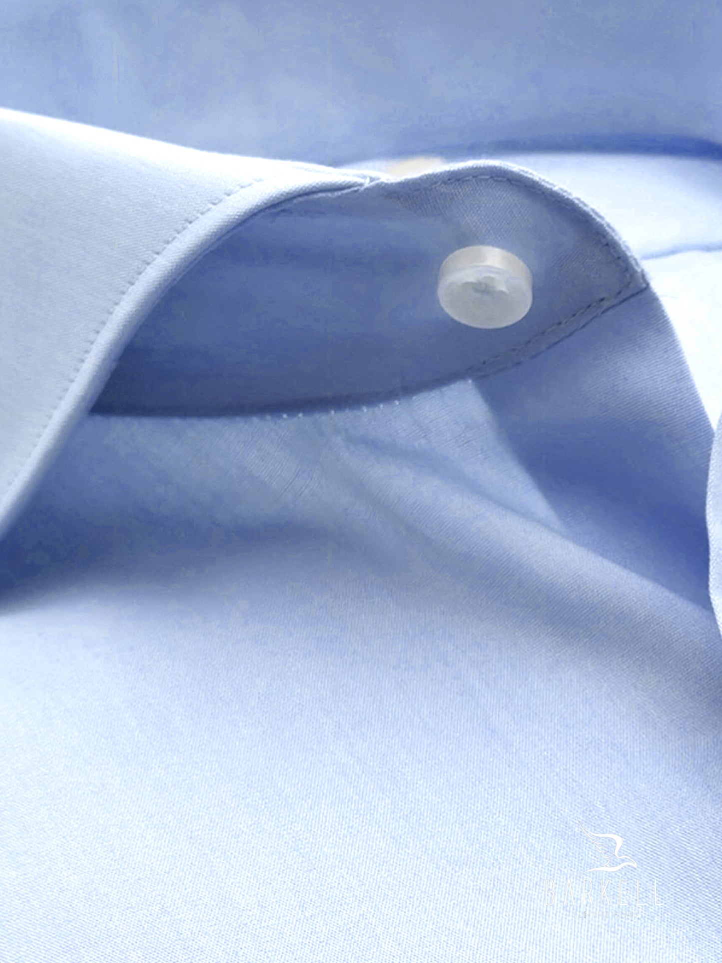 Camicia in Cotone Popeline Celeste Collo Francese Spread