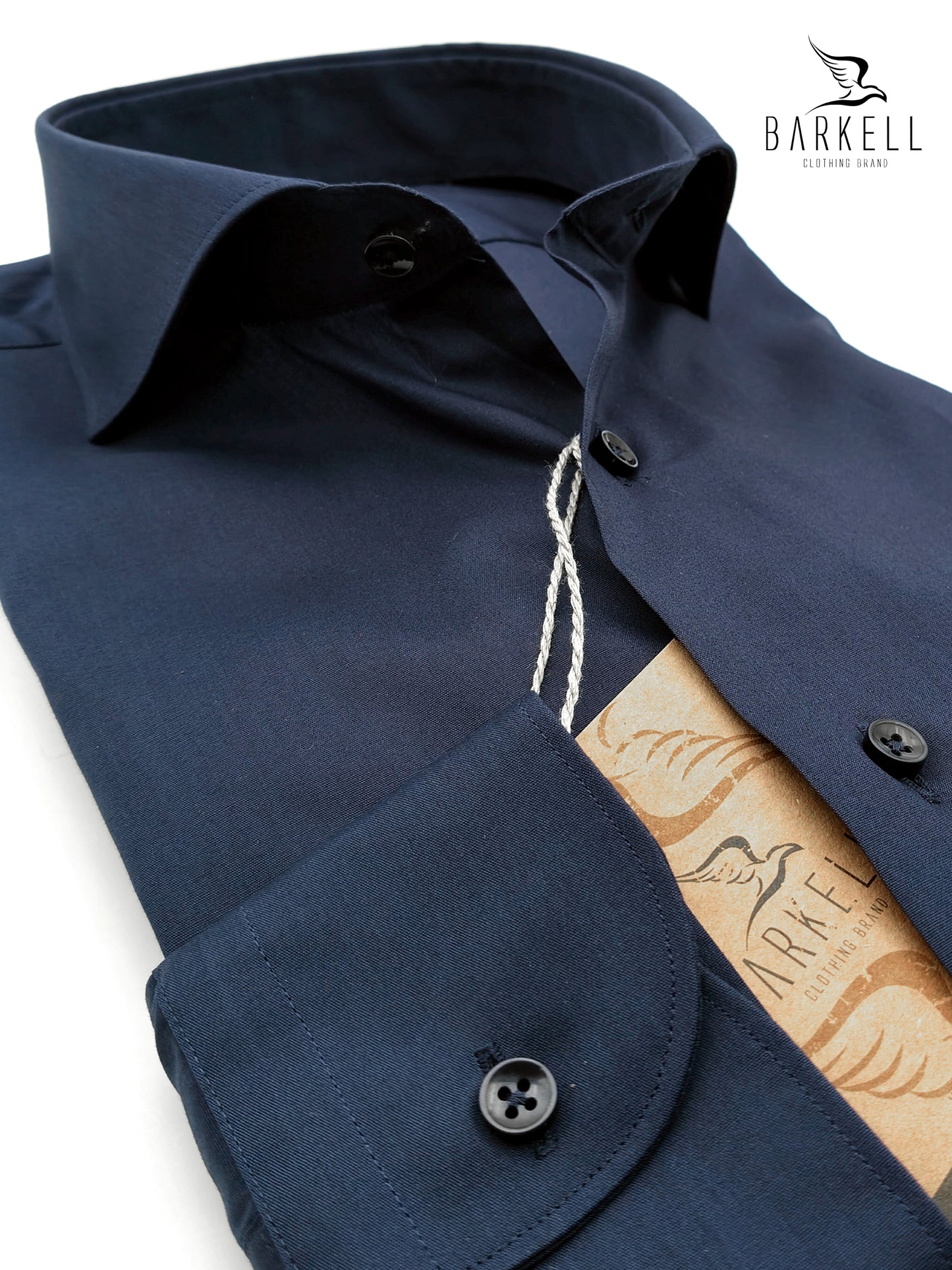 Camicia in Cotone Popeline Blu Collo Francese Spread