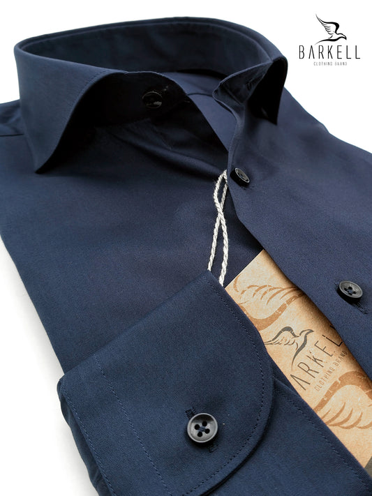 Camicia in Cotone Popeline Blu Collo Francese Spread