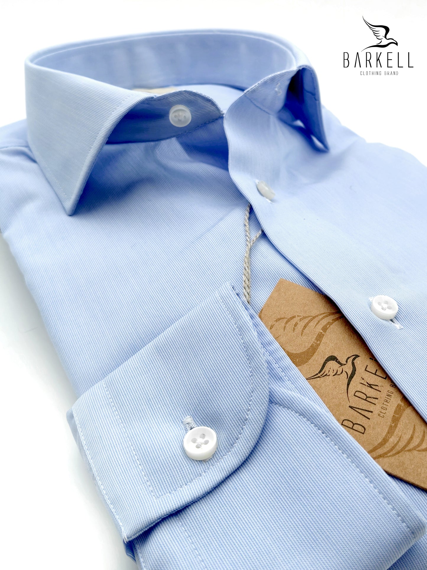 Camisa No-Iron de algodón con cuello francés de rayas celestes y blancas