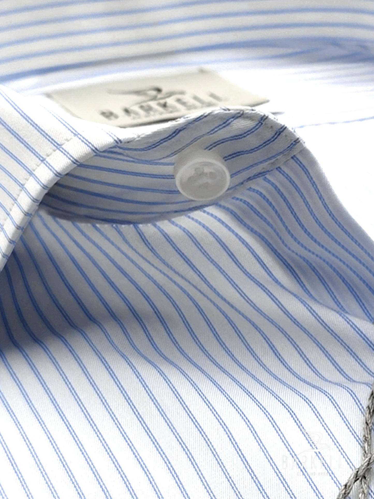 Camicia in Cotone Doppio Ritorto Celeste e Bianco Collo Francese