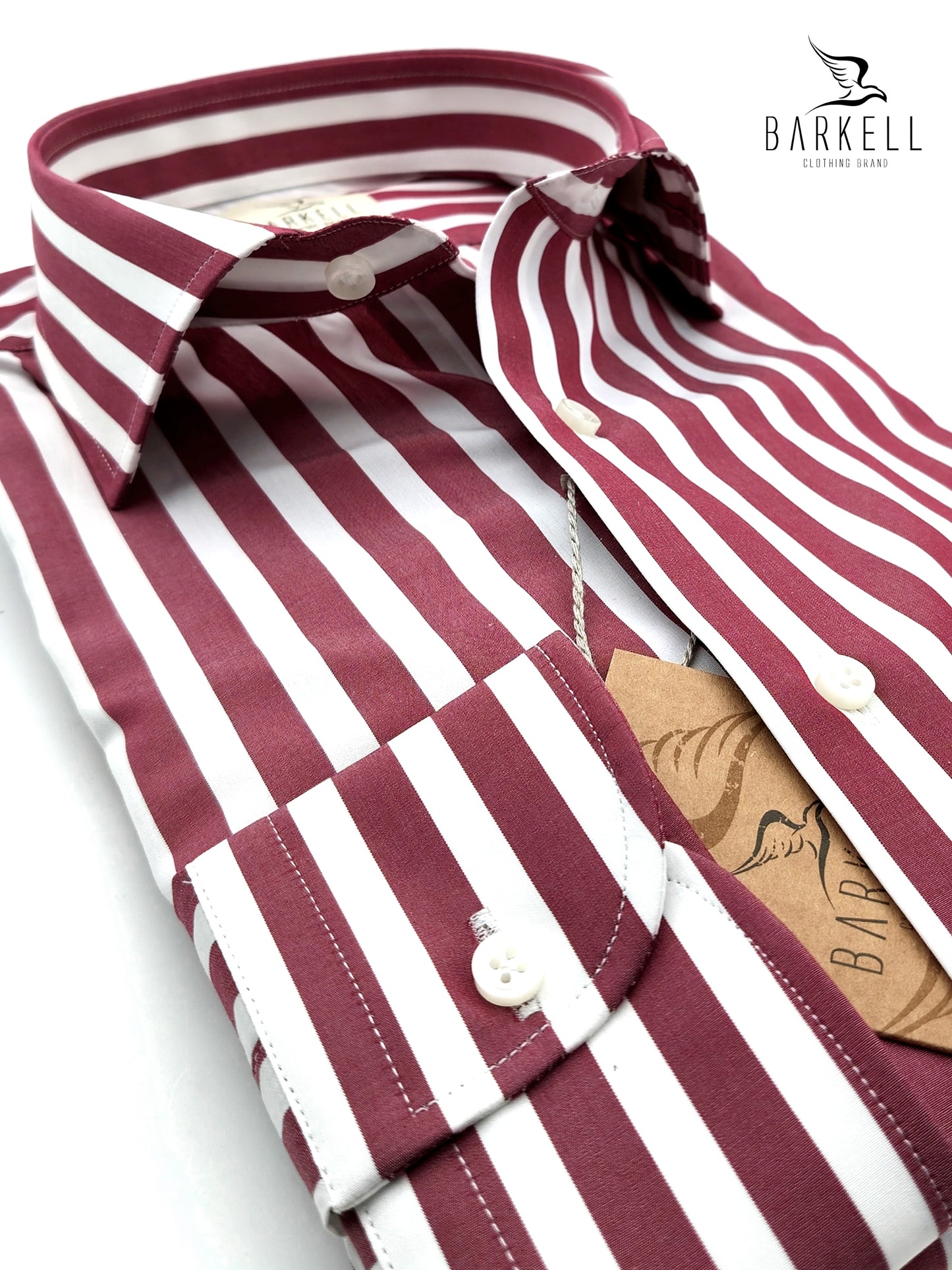 Camisa No-Iron de algodón con cuello francés de rayas celestes y blancas