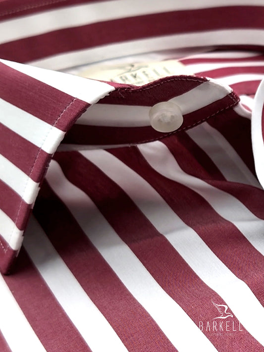 Light Blue and White Striped No-Iron Cotton Shirt with French Collar