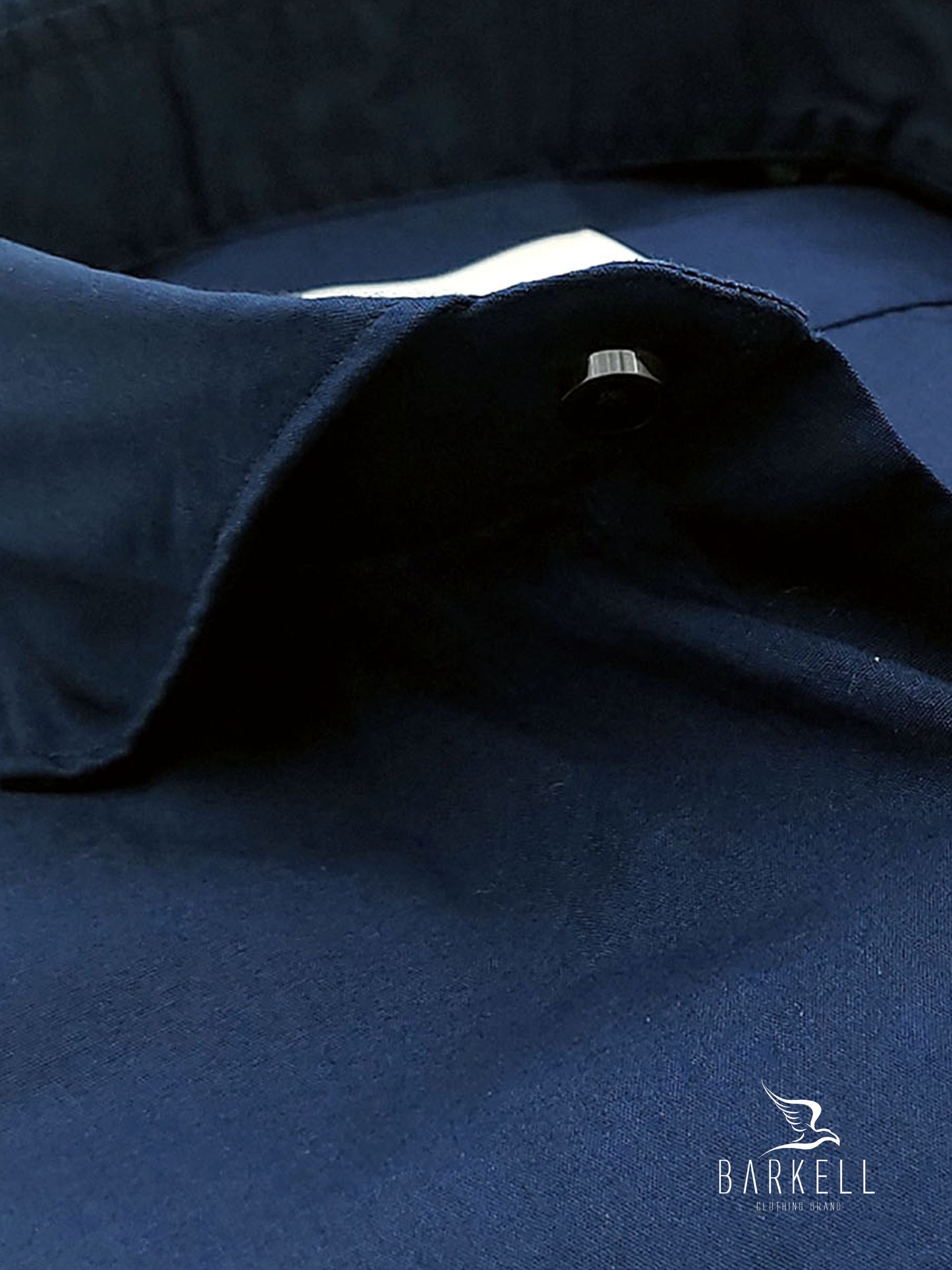 Camicia in Cotone Popeline Blu Collo Francese Cutaway