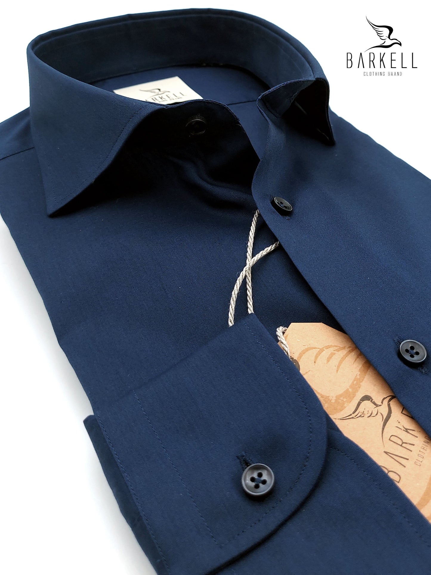 Camicia in Cotone Popeline Blu Collo Francese