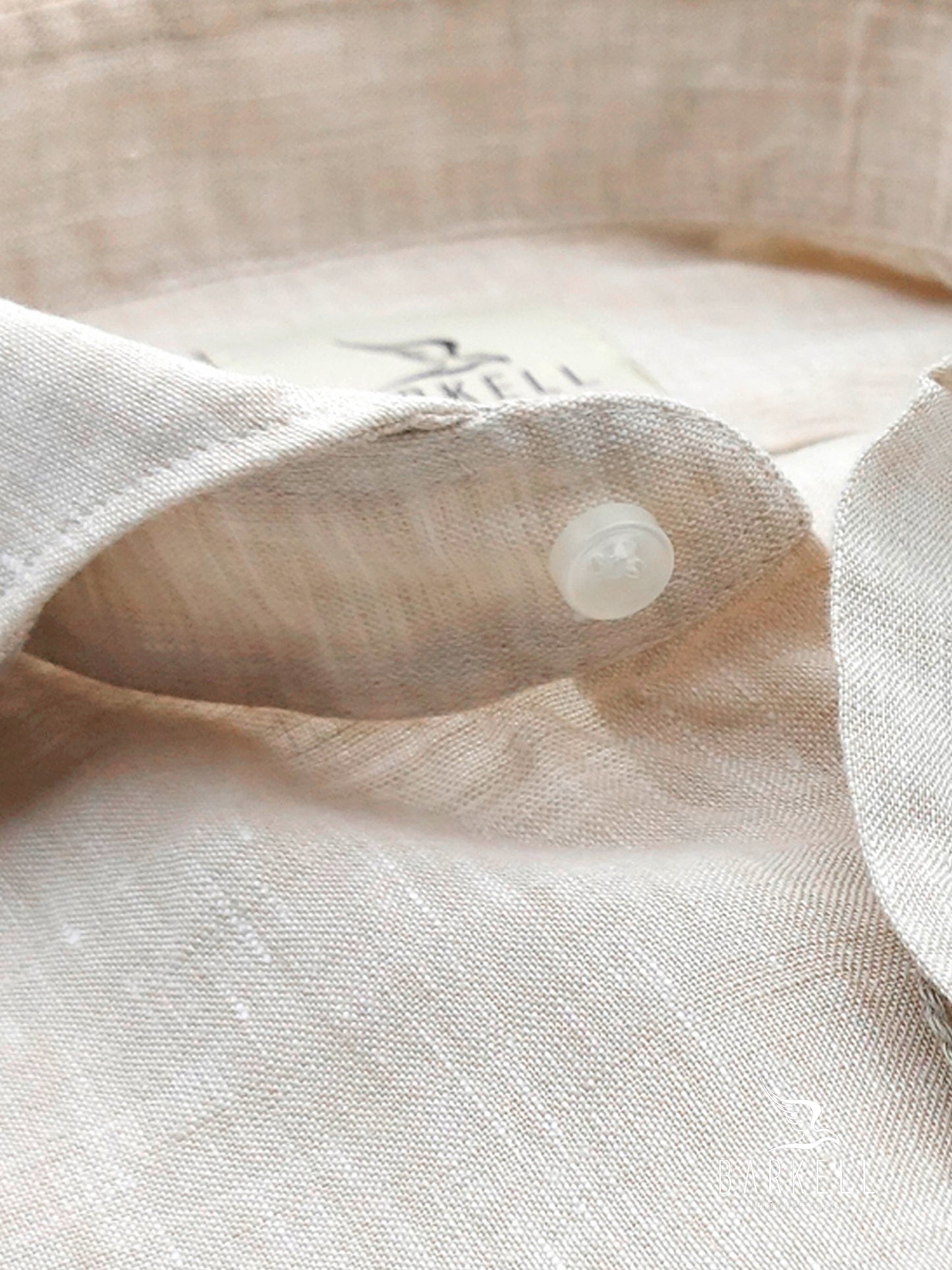 Camicia in Puro Lino Sabbia Collo Francese Cutaway