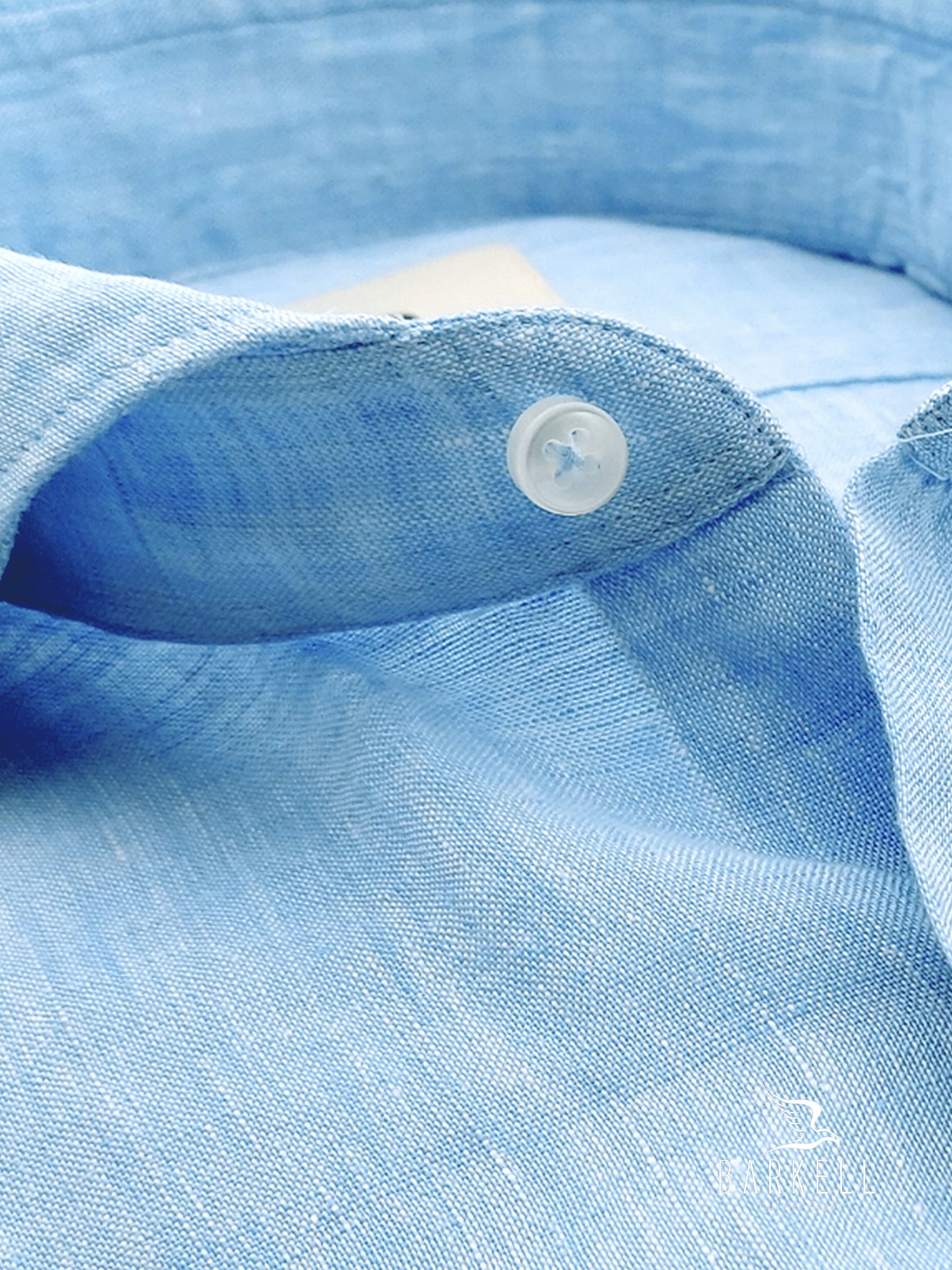 Camicia in Puro Lino Celeste Collo Francese Cutaway