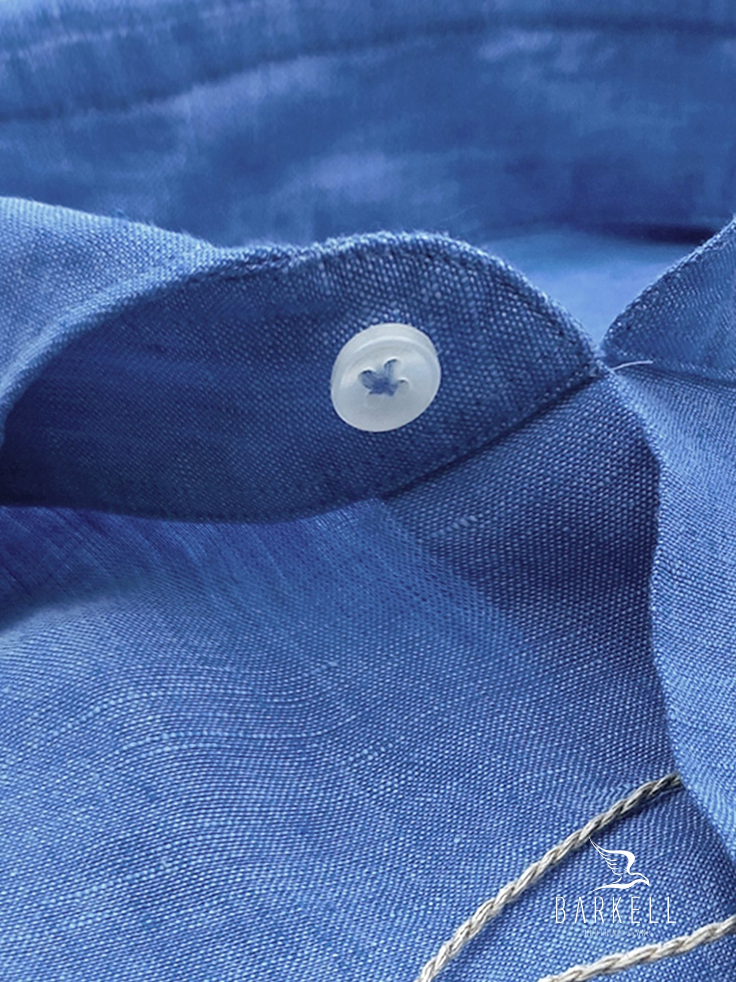 Camicia in Puro Lino Azzurro Collo Francese Cutaway