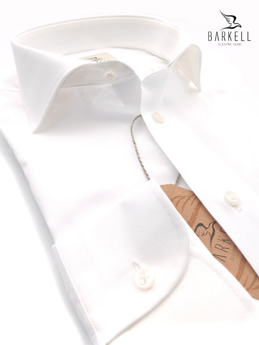 Camicia in Cotone Popeline Bianca Collo Francese