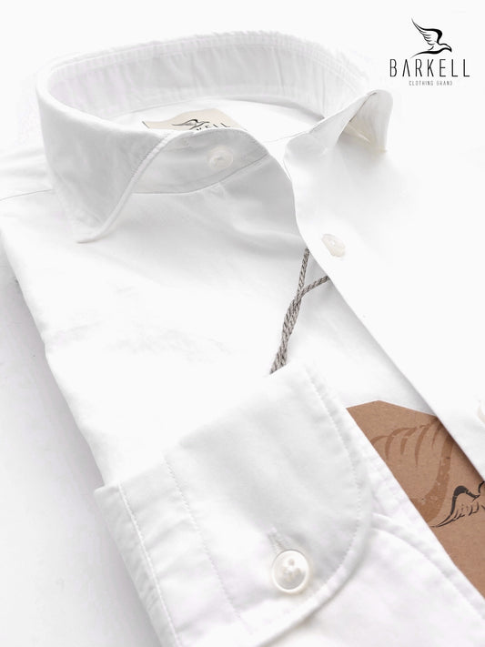 Camicia in Cotone Popeline Bianca Collo Francese Cutaway