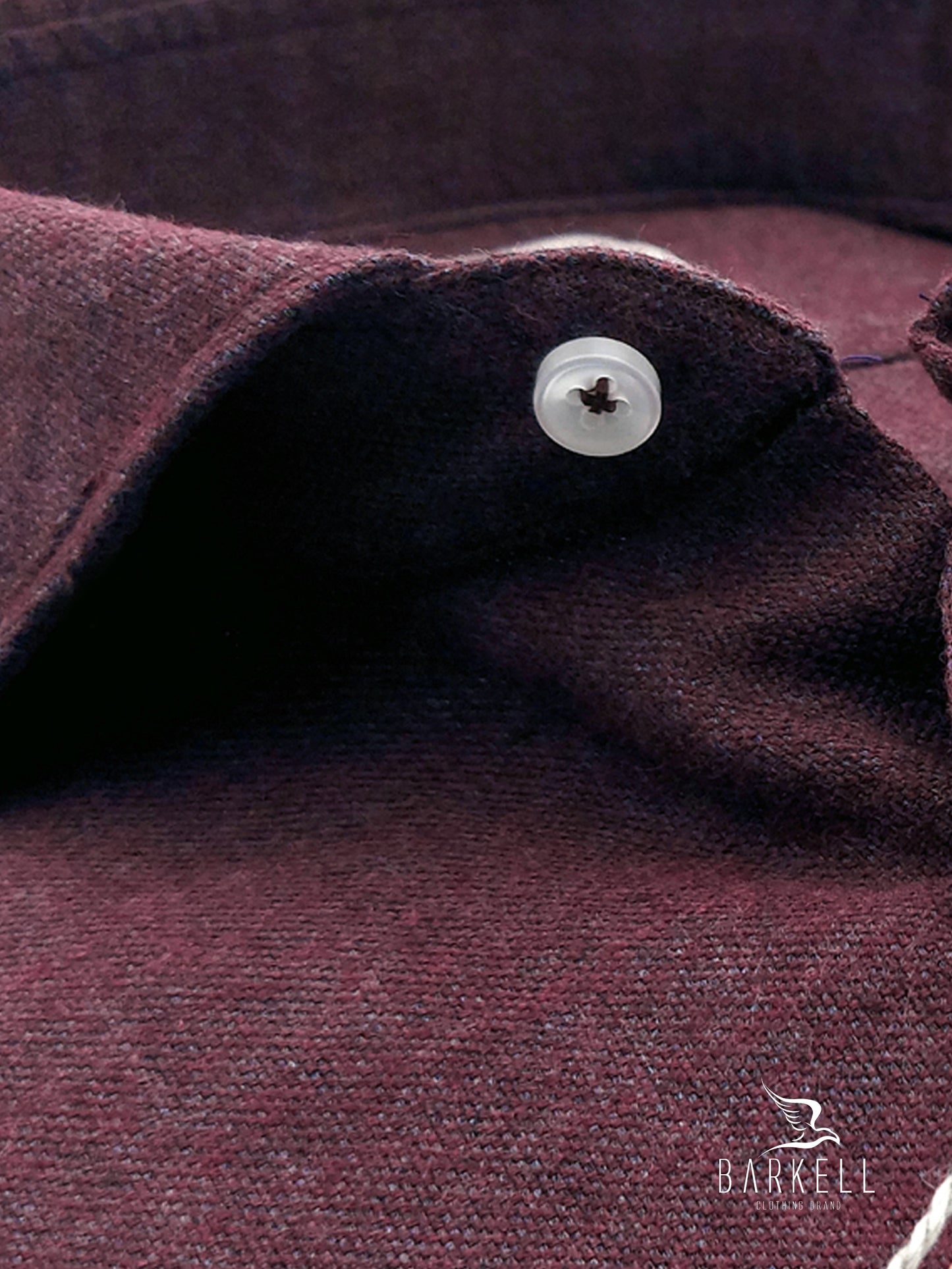 Camicia in Cotone Oxford Flanellato Prugna Collo Francese Cutaway