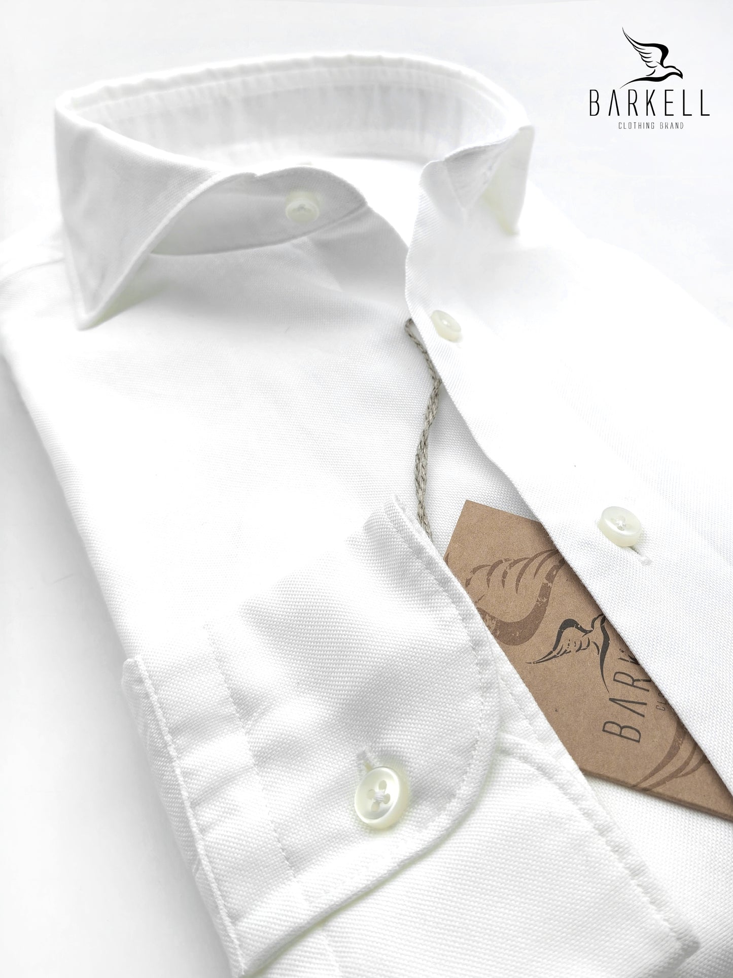 Camicia in Cotone Oxford Bianco Collo Francese Cutaway