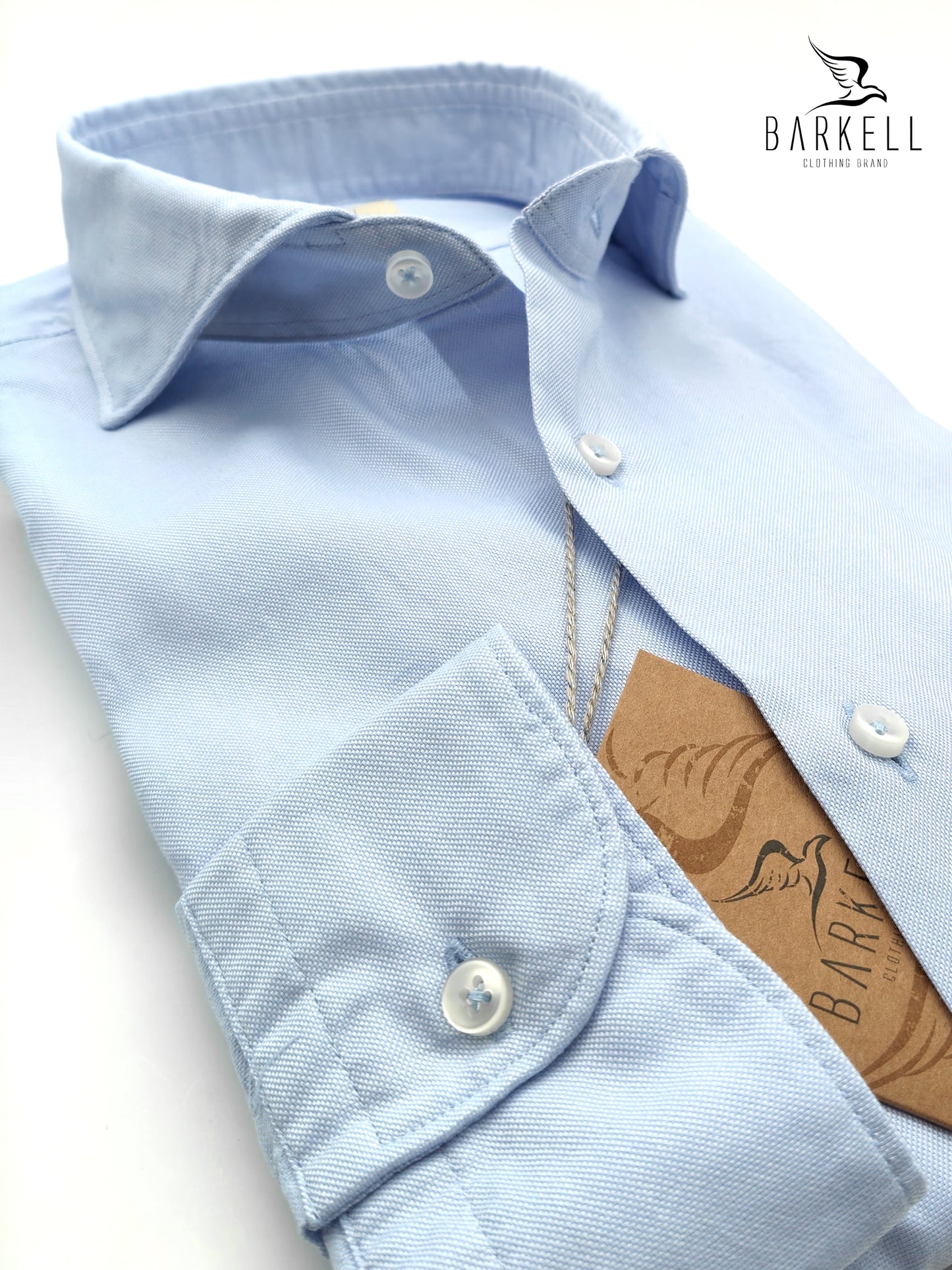 Camicia in Cotone Oxford Celeste Collo Francese Cutaway