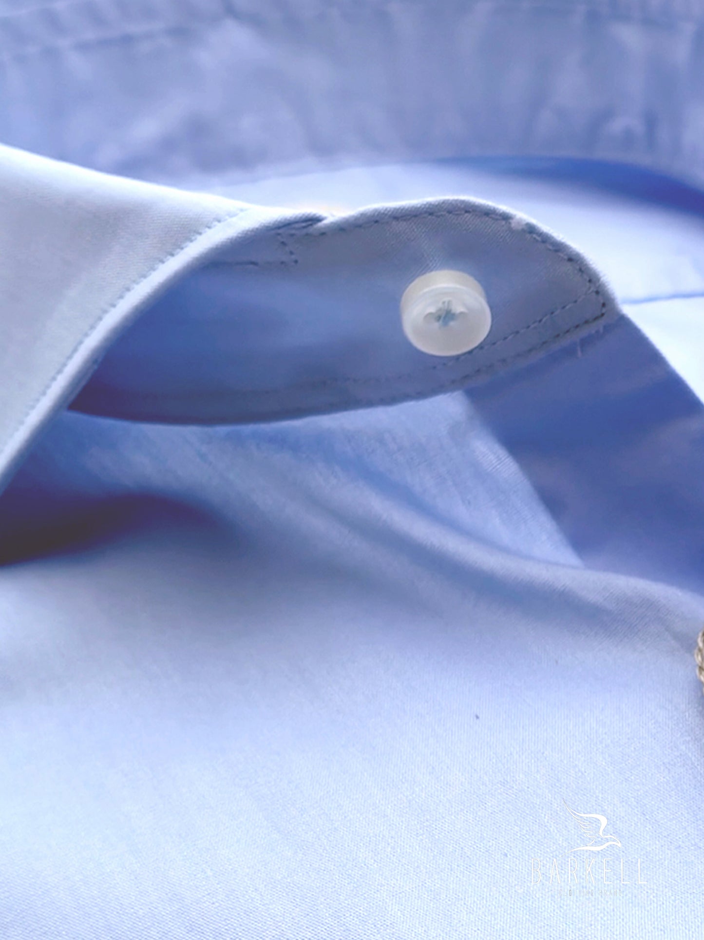 Camicia in Cotone Popeline Celeste Collo Francese Cutaway