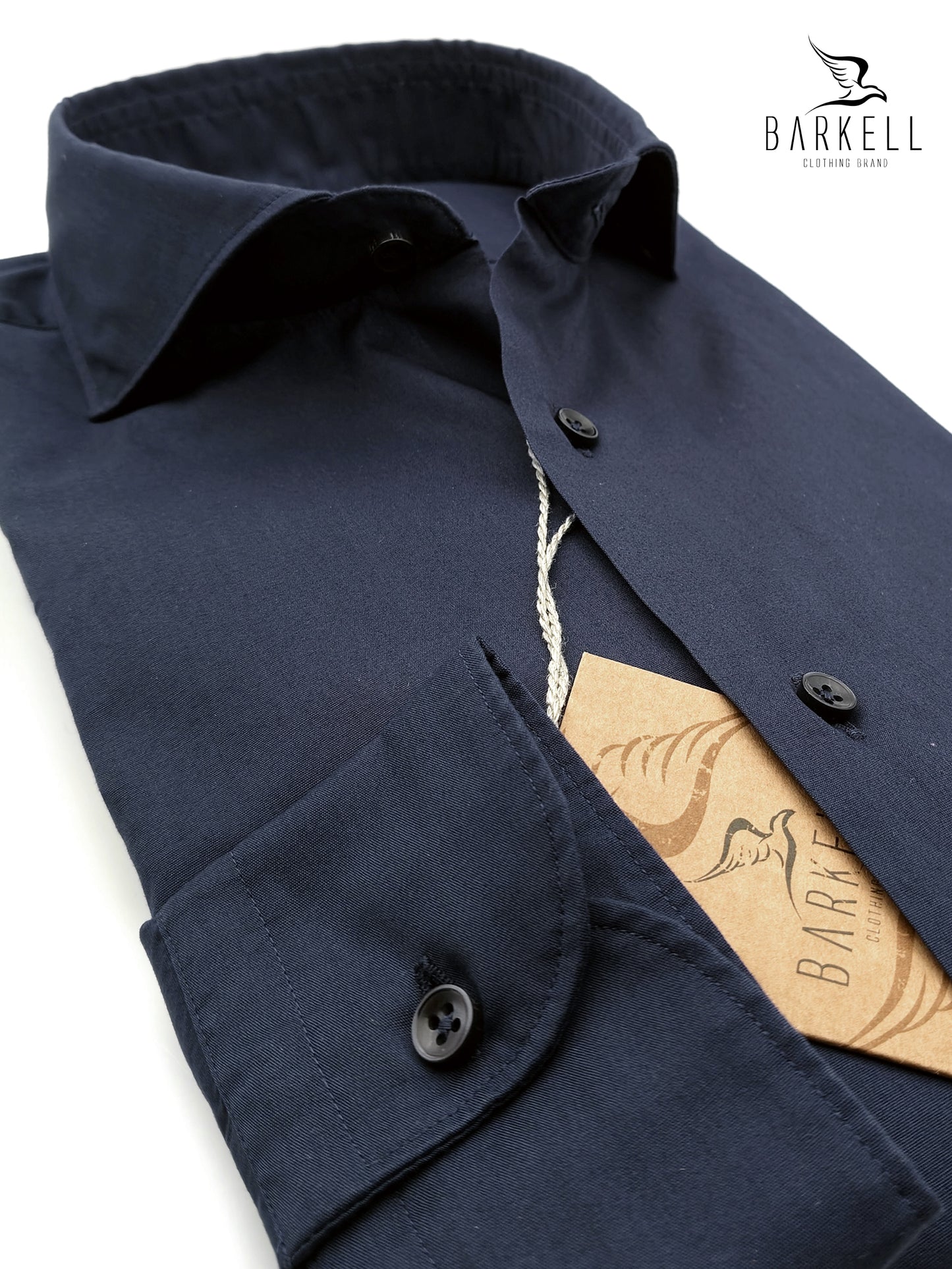 Hemd aus Popeline-Baumwolle, Blau, French Cutaway-Kragen