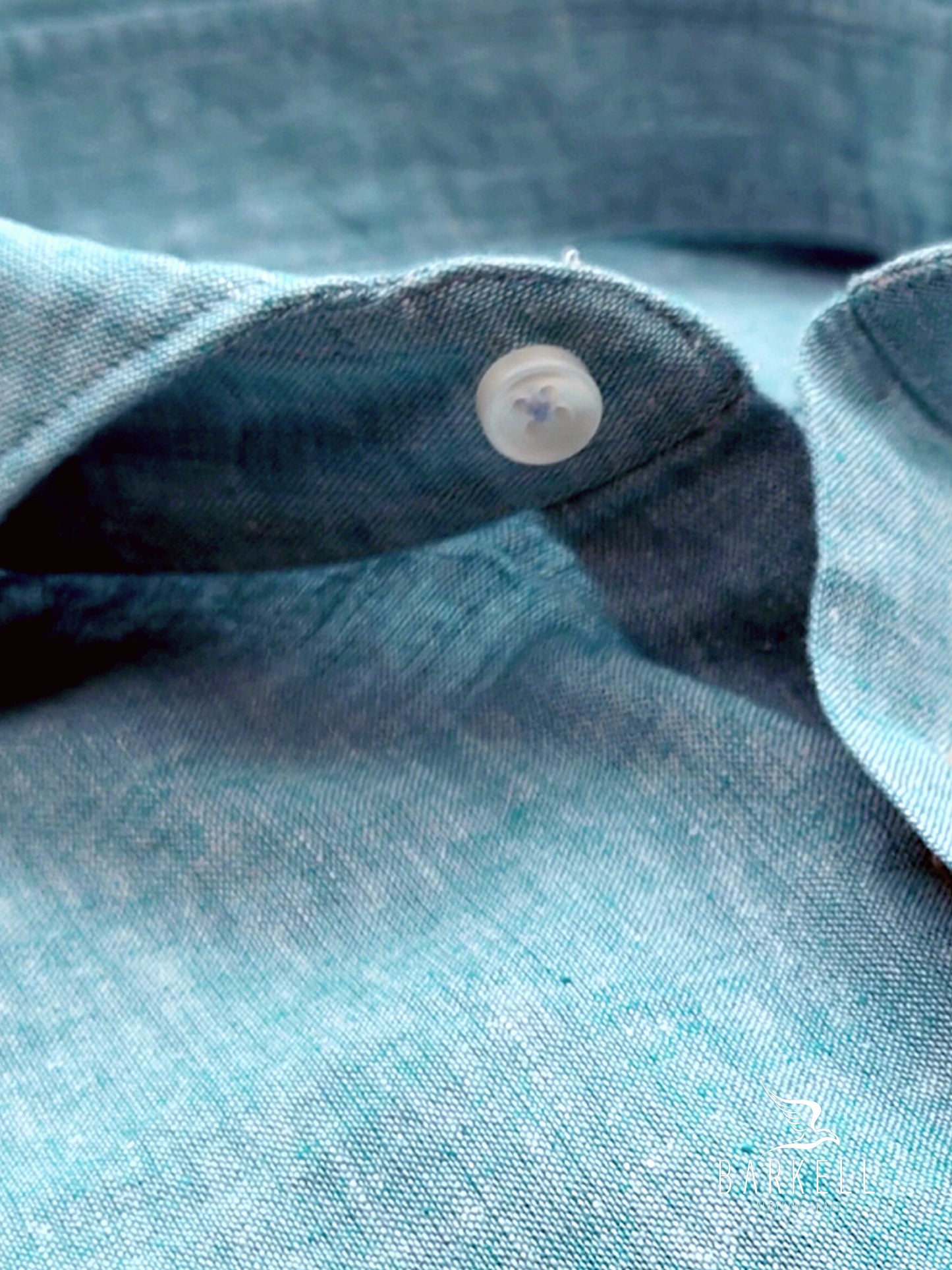 Camicia in Misto Lino Turchese Collo Francese Cutaway