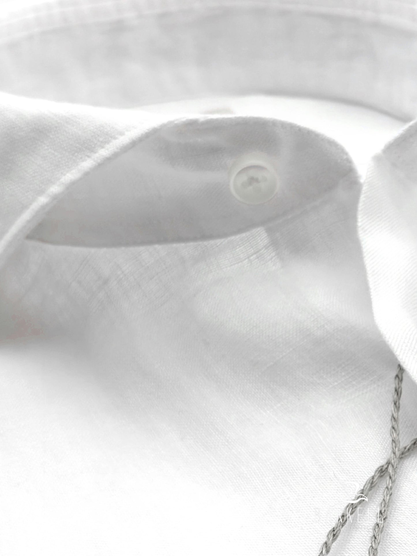 Camicia in Misto Lino Bianco Collo Francese Cutaway